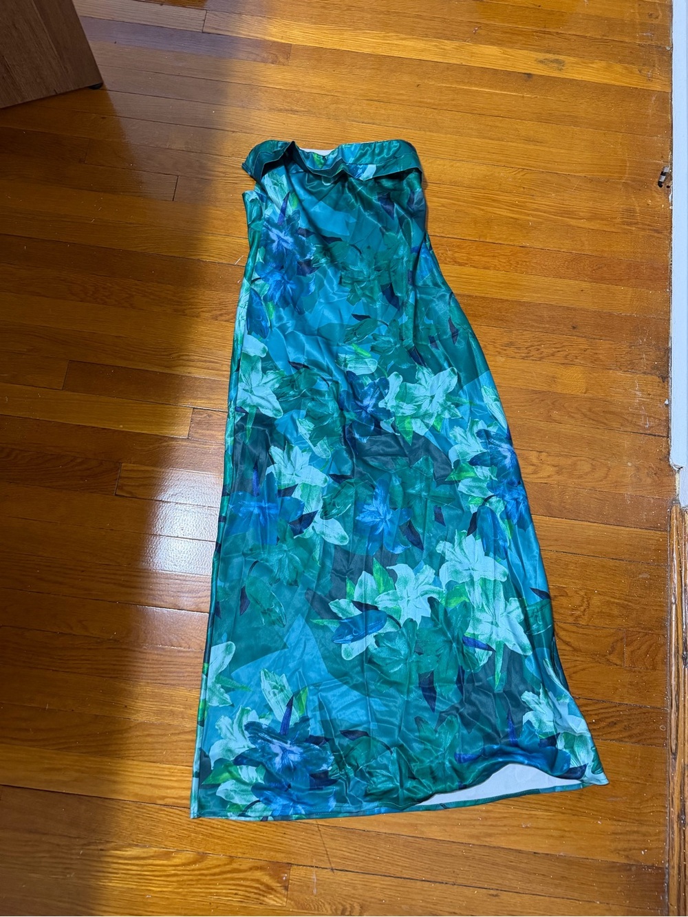 Hello Molly Teal & Green Floral Strapless Maxi Dress